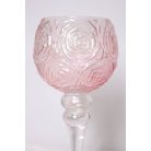 Rózsás üveg gyertyatartók szárral - 3 db-os szett