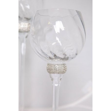 Átlátszó üveg gyertyatartók szárral - 3 db-os szett