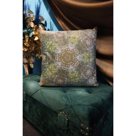 Zöld-kék dekor párna MANDALA - 45 cm 