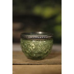 Zöld üveg gyertyatartó - 5 cm   