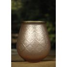 Rózsaszín tejüveg gyertyatartó - 18 cm