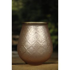 Rózsaszín tejüveg gyertyatartó - 18 cm  