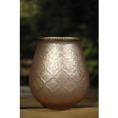 Rózsaszín tejüveg gyertyatartó - 18 cm