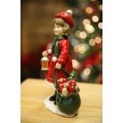 Piros karácsonyi lány figura - 20 cm