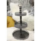 Szürke-ezüst 3-emeletes süteménytartó - 74 cm 