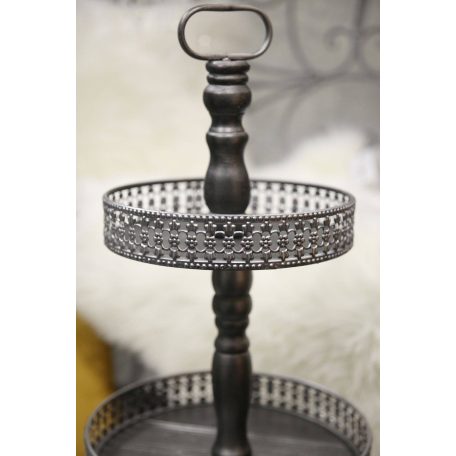 Szürke-ezüst 3-emeletes süteménytartó - 74 cm 