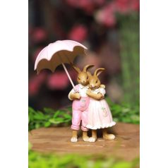Húsvéti nyúl párocska, esernyővel - 14 cm 