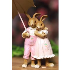 Húsvéti nyúl párocska, esernyővel - 14 cm 