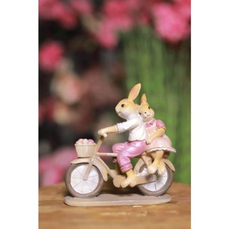 Húsvéti nyúl pár, biciklin - 15 cm  