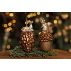 LUX arany őzike+mókus karácsonyi díszek - 9 cm - 2 db-os szett