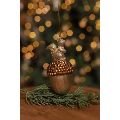 LUX arany őzike+mókus karácsonyi díszek - 9 cm - 2 db-os szett