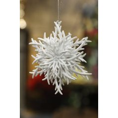 Fehér függő karácsonyi dekoráció hópehely - 11 cm