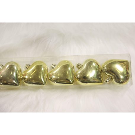 Arany függő karácsonyi szív - 6 cm - 12 db/csomag 