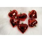 Piros függő karácsonyi szív - 6 cm - 12 db/csomag