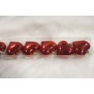 Piros függő karácsonyi szív - 6 cm - 12 db/csomag