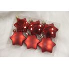 Piros függő karácsonyi díszek csillagok - 5 cm - 6 db/csomag 