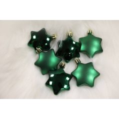   Zöld függő karácsonyi díszek csillagok - 5 cm - 6 db/csomag