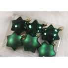 Zöld függő karácsonyi díszek csillagok - 5 cm - 6 db/csomag