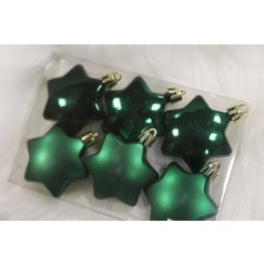   Zöld függő karácsonyi díszek csillagok - 5 cm - 6 db/csomag
