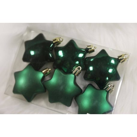 Zöld függő karácsonyi díszek csillagok - 5 cm - 6 db/csomag