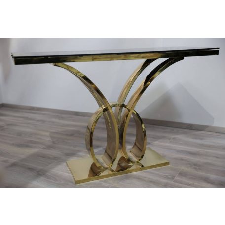 Fekete-arany üveg konzolasztal - 120x45 cm   