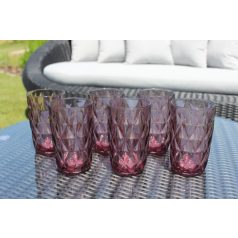 Rózsaszín magas üvegpohár - 390 ml - 6 db-os szett