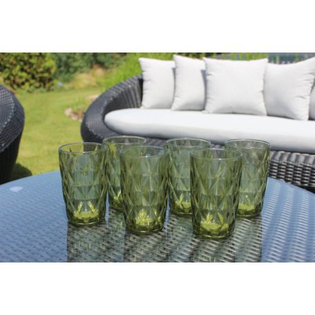 Zöld magas üvegpohár - 390 ml - 6 db-os készlet