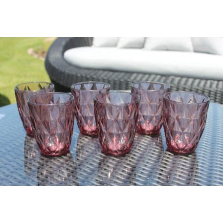 Rózsaszín üvegpohár - 270 ml - 6 db-os készlet