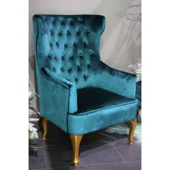 Smaragd kék elegáns fotel - 114 cm