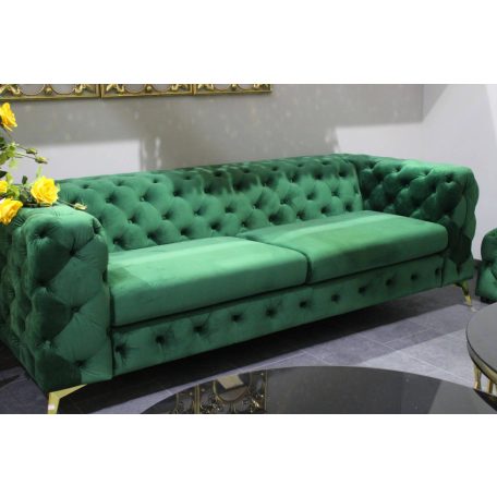 Zöld bársony 3személyes LUSSY ülőke - 215 cm 