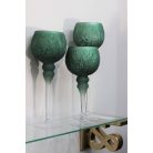 Zöld üveg gyertyatartók - 3 db-os szett