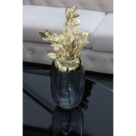 Szürke üveg váza arany peremmel - 25 cm  
