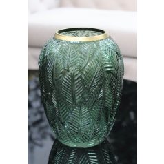 Zöld ovális üveg váza - LESIA - 24 cm 