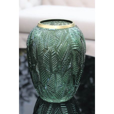 Zöld ovális üveg váza - LESIA - 24 cm 