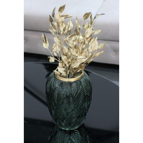 Zöld ovális üveg váza - LESIA - 24 cm 