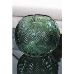 Zöld kerek üveg váza - LESIA - 21cm 
