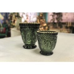 Zöld üveg gyertyatartó tealámpához - 7 cm, 10 cm 