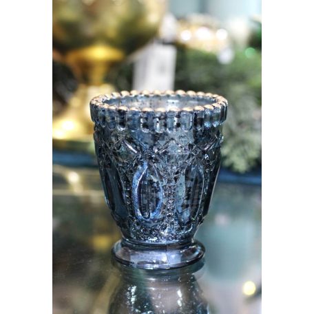 Kék üveg gyertyatartó tealámpához - 7 cm, 10 cm 