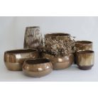 Barna gyöngyház színű kerámia virágcserép ovál - 28 cm 