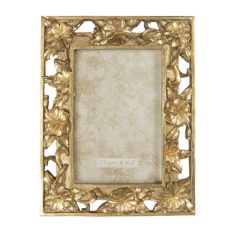  Clayre & Eef - Képkeret arany, virágos - 16x21cm 