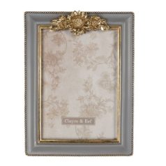 Clayre & Eef - Képkeret szürke-arany, virágos - 17x22 cm