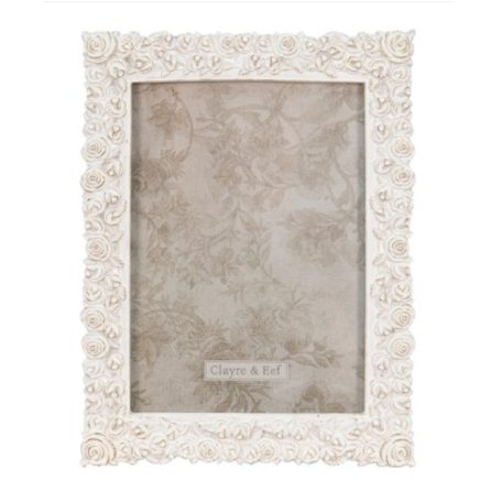 Clayre & Eef - Képkeret fehér-arany virágos - 13x18 cm