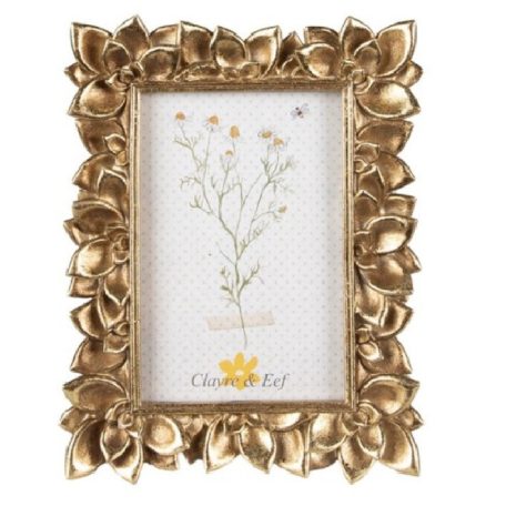 Clayre & Eef - Képkeret arany virágos - 16x2x21cm 