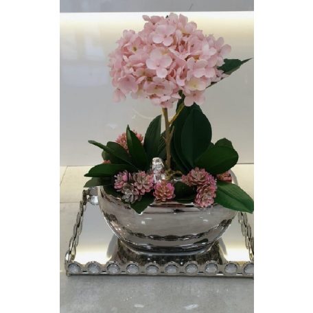 Kerámia kaspó Moon króm - 20x8x6 cm 