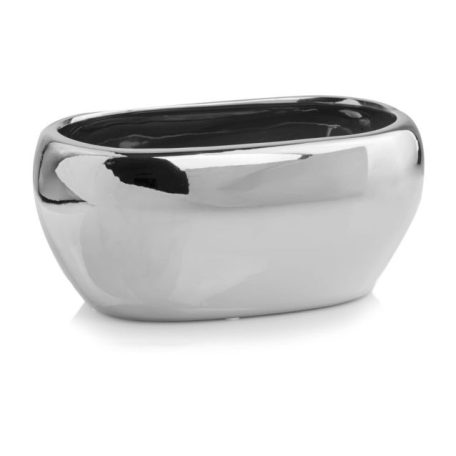 Kerámia kaspó Moon króm - 27x17x13 cm 