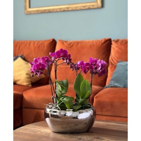 Kerámia kaspó Moon króm - 27x17x13 cm 