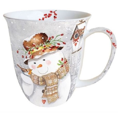 Ambiente Snowman Holding Robin papírszalvéta - 33x33cm - 20 db-os