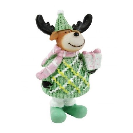 Karácsonyi rénszarvas figura candy rózsaszín - 14 cm 