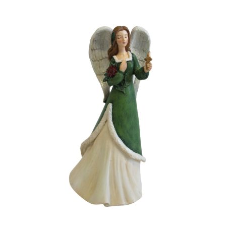  Karácsonyi figura angyal zöld ruhában - 25 cm  