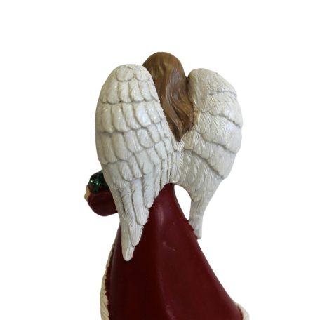 Karácsonyi figura angyal piros ruhában - 25 cm 